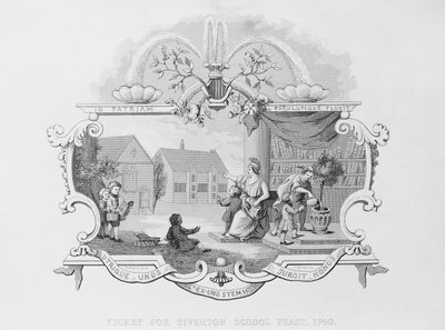 J.ムーアによって刻まれた1740年のティバートンスクールフィーストのチケット 作： William Hogarth