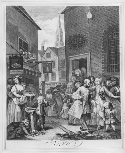 その日の時間、正午、1738年 作： William Hogarth