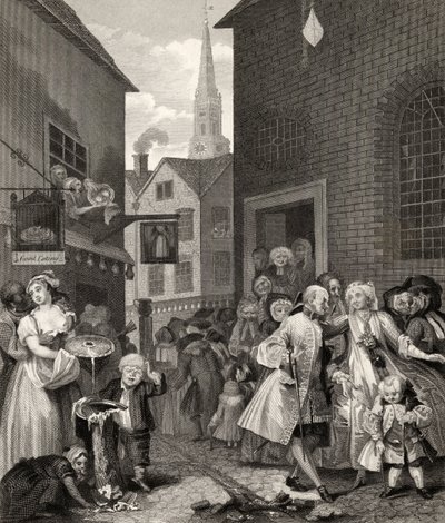 その日の時間：正午、「ウィリアムホガースの作品」より、1833年 作： William Hogarth