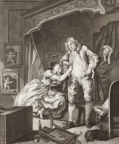 2つの部分のエピソード：前と後。シート2：後-後。 1736 作： William Hogarth