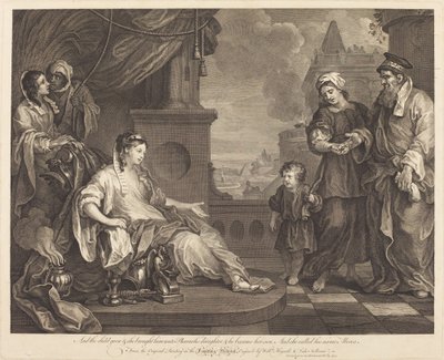 ファラオの娘に連れてこられたモーセ 作： William Hogarth and Luke Sullivan