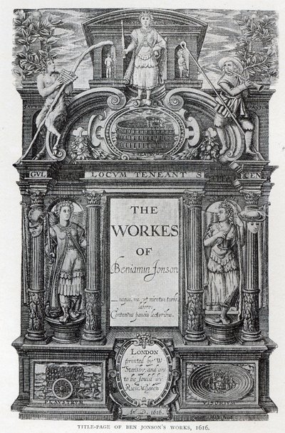「ベンジャミン・ジョンソンの作品」のタイトルページ、1616 作： William Hole