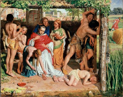 ドルイドの迫害からキリスト教宣教師を保護した改宗したイギリス人家族（185年 作： William Holman Hunt