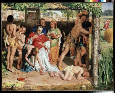 ドルイド僧侶の迫害からキリスト教宣教師を保護した改宗したイギリス人家族、1850年 作： William Holman Hunt