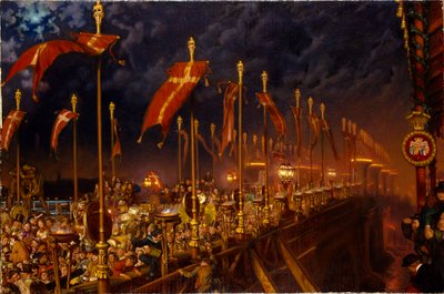 皇太子と皇太子妃の結婚の夜のロンドン橋（1863年 作： William Holman Hunt