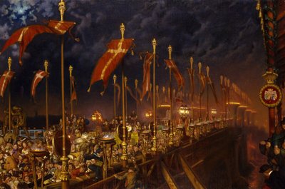 ウェールズの王子と王女の結婚の夜のロンドン橋、1863-6 作： William Holman Hunt