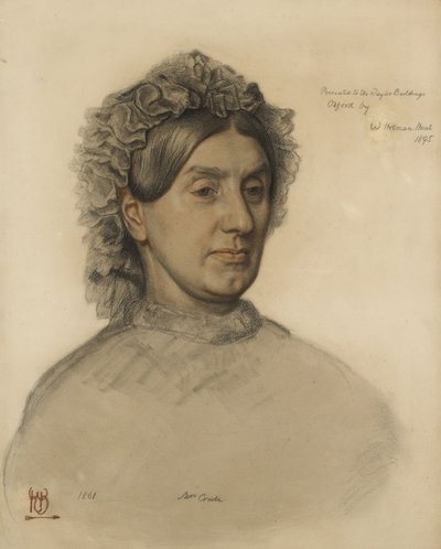 トーマス・クーム夫人（1806-1893）（赤と黒のチョーク） 作： William Holman Hunt