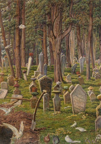スリーピングシティ：ペラの墓地、コンスタンティノープル、1856年-1888年（紙に水彩） 作： William Holman Hunt