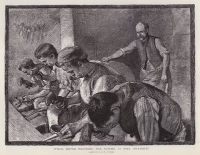 サウスヨークシャー州ウィッカーズリーで働くファイルカッターたち（リトグラフ 作： William Holt Yates (after) Titcomb