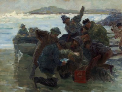 海沿いのキャストのスケッチ、1895年頃（キャンバスに油彩） 作： William Holt Yates Titcomb