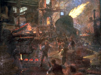「イングランドの富：製鋼のベッセマープロセス」、1895 作： William Holt Yates Titcomb