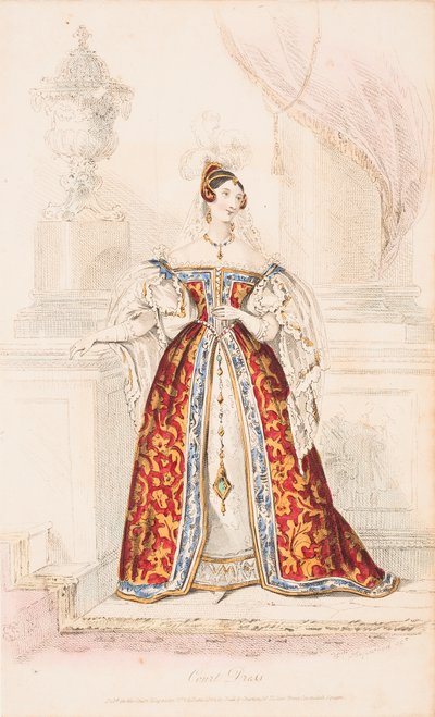 中世風の宮廷衣装を着た女性 作： William Hopwood