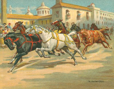 歴史的・近代的なレース、イタリアの騎手のいない馬のレース(クロモリト) 作： William Hounsom Byles