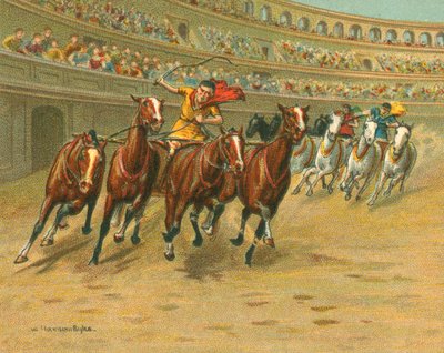 歴史的・近代的なレース、ローマの戦車レース（クロモリト 作： William Hounsom Byles