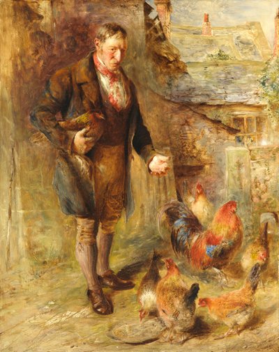 38歳の鶏との自画像 作： William Huggins