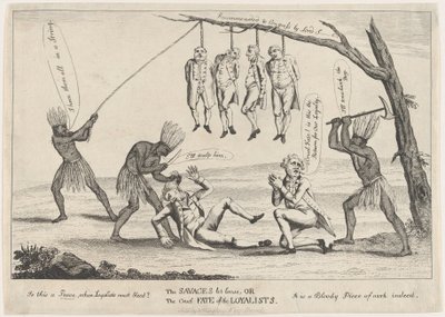 1783年の「野蛮人の解放」または「ロイヤリストの残酷な運命」。 作： William Humphrey
