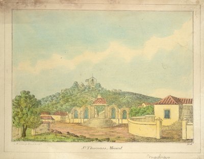 マドラスの聖トーマス山、1830年頃（色付きの彫刻） 作： William Hunsley