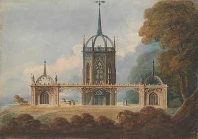 ゴシック風ベルヴューのデザイン（1800年頃）。 作： William Hurst Ashpitel