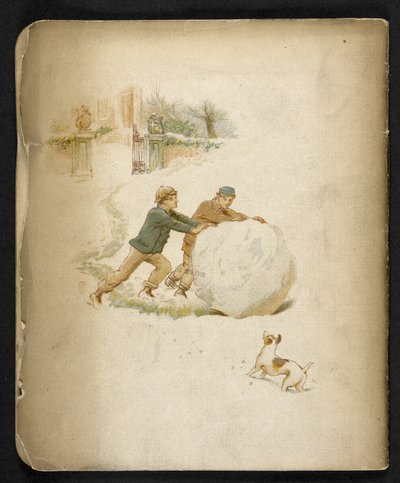 子供と雪玉。  ホリデー・トレイン: 「Dulce Domum」の曲 ... イラスト W. J. Webb.  フレデリック・ラングブリッジ  ロンドン、1891 作： William J. Webbe or Webb