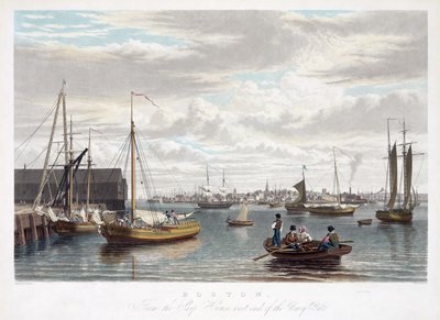 ボストン、海軍工廠の西端にあるシップハウスから、1833年頃 作： William James Bennett