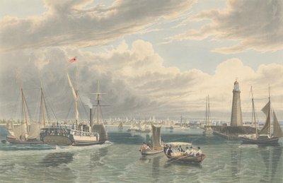 エリー湖から見たバッファロー、1836年発行。 作： William James Bennett