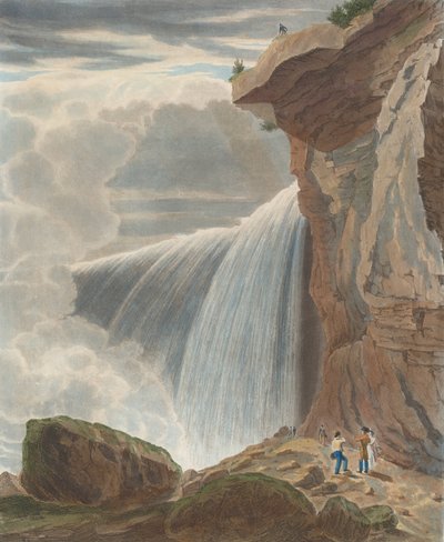 テーブルロック下からのナイアガラの滝、1829年。 作： William James Bennett