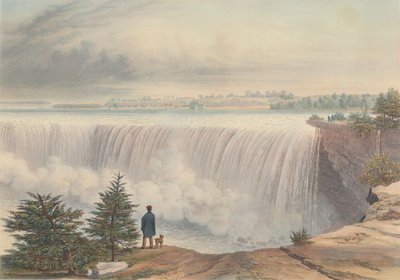 テーブルロックから見たナイアガラの滝、1840年発行。 作： William James Bennett