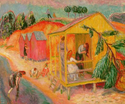 バスハウス（キャンバスに油彩） 作： William James Glackens