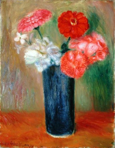 青い花瓶の花」（油彩・キャンバス 作： William James Glackens