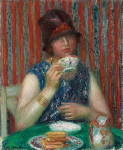 茶碗の少女、1920年頃（キャンバスに油彩） 作： William James Glackens