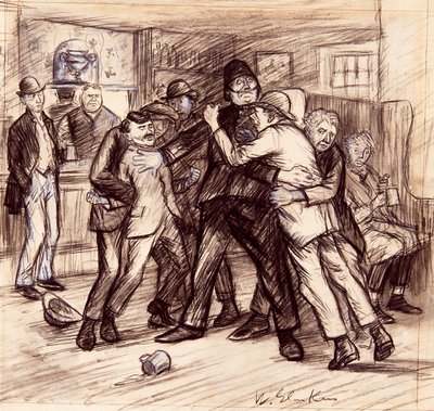 離れ離れにするのに4人かかった 作： William James Glackens