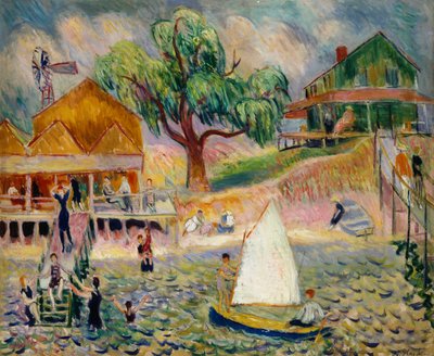 グリーンビーチコテージ、ベルポート、ロングアイランド、c.1911-1916（キャンバスに油彩） 作： William James Glackens