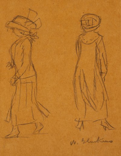 別の方向を向いている 2 人の女性 作： William James Glackens