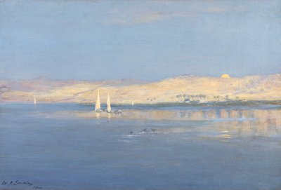 ナイル川に昇る月、1900年 作： William James Laidlay