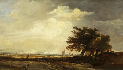 教会のある風景、1839年頃（パネルに油彩） 作： William James Muller