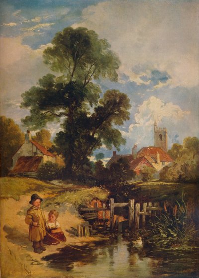 子供との川のシーン 作： William James Muller