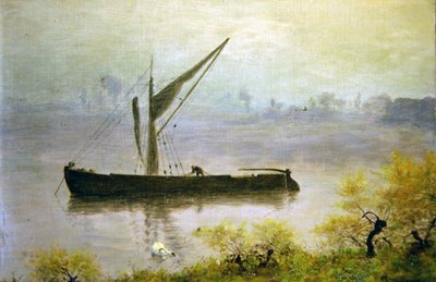 テムズ川の春の朝」（油彩・パネル） 作： William John Hennessy