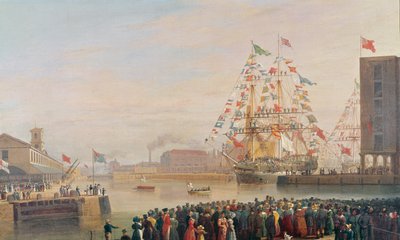 セントキャサリンのドックの開口部、1828年10月25日 作： William John Huggins