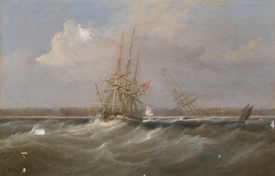 スループ「クライブ号」が引き揚げたアヘンクリッパー「シルフ号」1835年頃（油絵） 作： William John Huggins