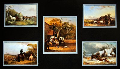 農作業の季節」5点セット（油彩・ボード） 作： William Joseph Shayer