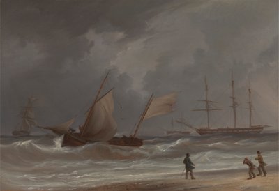 Um lugger dirigindo em terra em um vendaval 作： William Joy