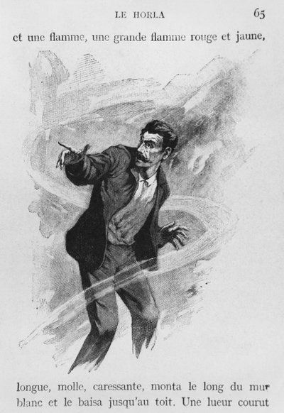 ナレーター、ガイ・ド・モーパッサン（1850-93）による「ル・ホーラ」のイラスト、ジョルジュ・ルモワン、パリ版、アルビン・ミシェル、1910年頃（木製彫刻） 作： William Julian Damazy