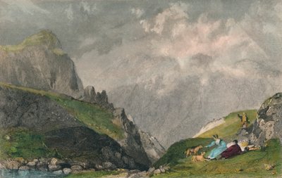 「ラングデール パイクスからの眺め、ボウフェル、ウェストモーランドを見渡す」、1835 年 作： William Kelsall