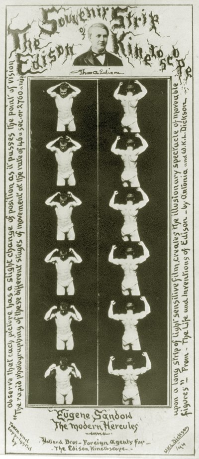Edison Kinetoscope Eugene Sandowの記念品、現代のヘラクレス、1894年頃の写真 作： William Kennedy Laurie Dickson
