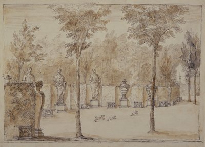 View into the Exedra at Chiswick （ペン＆インク、ブラウンウォッシュ、紙 作： William Kent