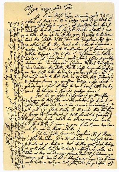 1640 年 8 月 14 日、カンタベリー大司教ウィリアム ラウドからエドワード コンウェイへの手紙。 作： William Laud