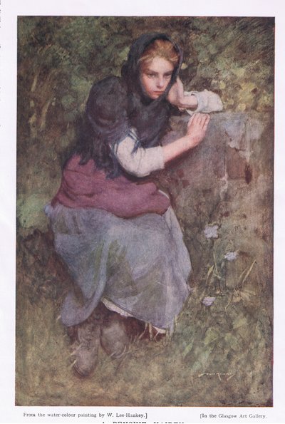 1916年に出版された「Bibby Annual」からの物思いにふけるメイド（カラーリソ） 作： William Lee Hankey