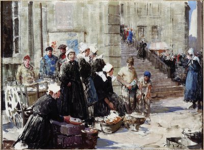 バターマーケット、コンカルノー、1939年頃（キャンバスに油彩） 作： William Lee Hankey