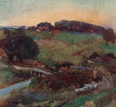 Oliver Goldsmith による The Deserted Village のイラスト (カラーリソ) 作： William Lee Hankey