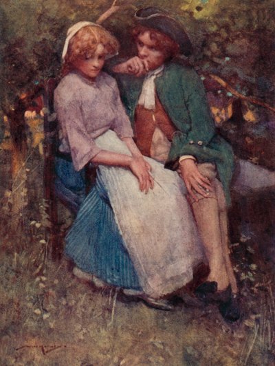 Ilustração para The Deserted Village de Oliver Goldsmith (litho colorida) 作： William Lee Hankey
